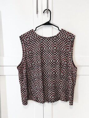 Karen Scott Geometric Button-Back Sleeveless Blouse – Size XL